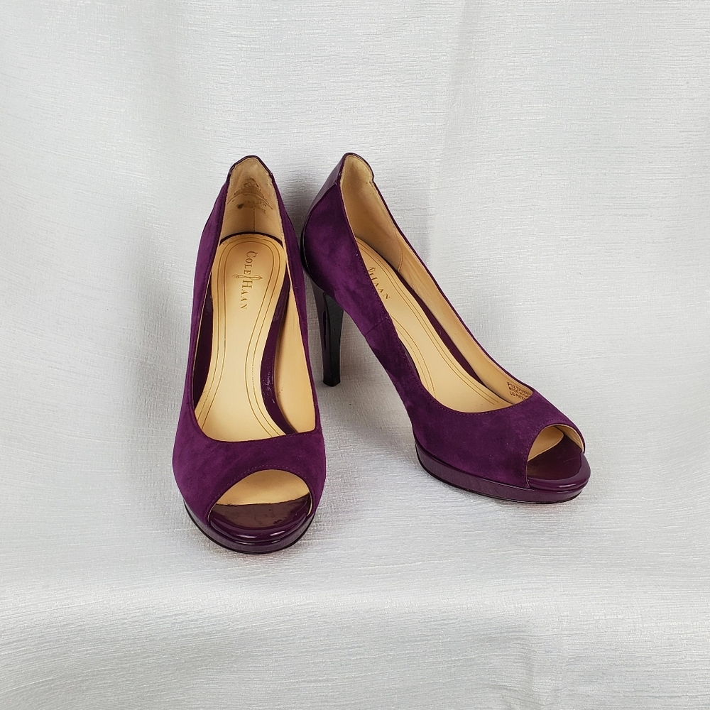 Cole Haan Nike Air Suede Leather Peep Toe Heels